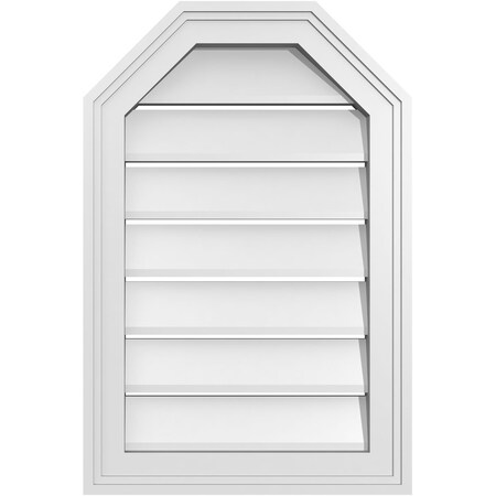 Ekena Millwork Octagonal Top Surface Mount PVC Gable Vent w/ 2"W x 1-1/2"P Brickmould Frame, 16"W x 24"H GVPOT16X2402SF